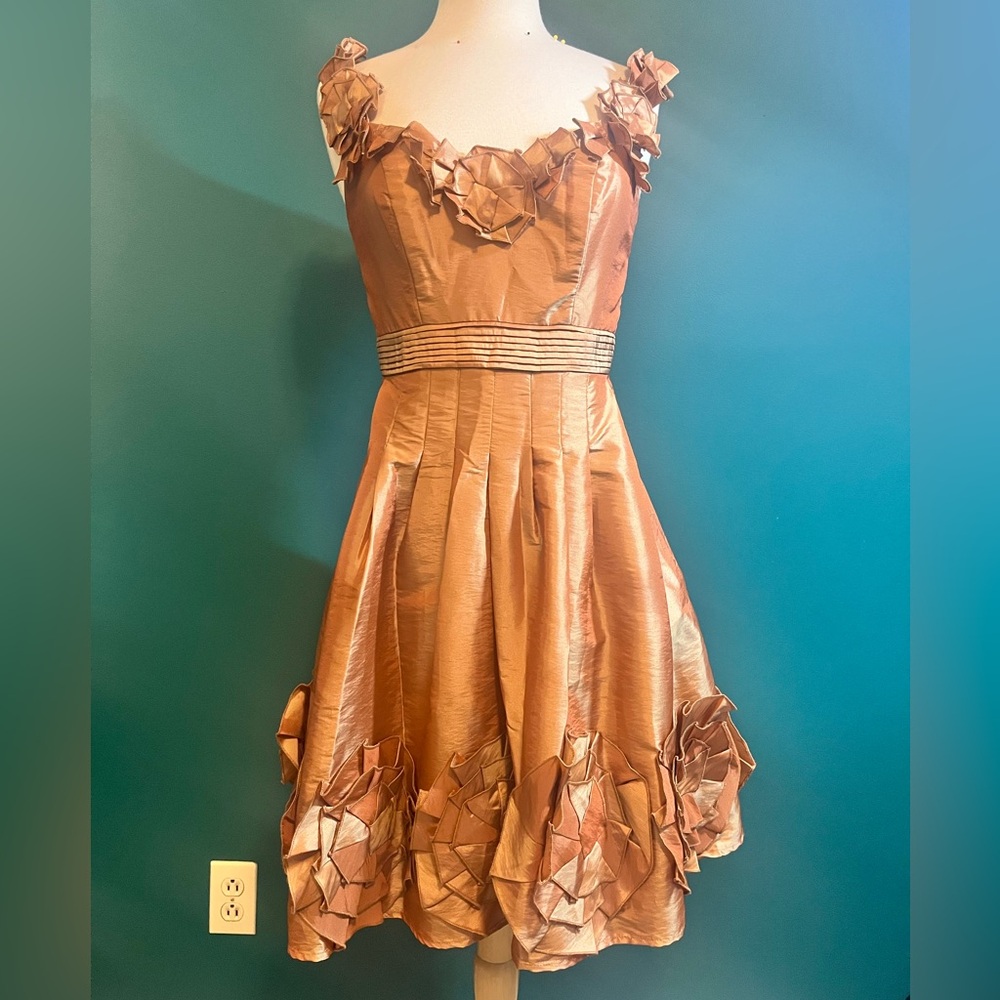 Bill Levkoff Peach/Copper cocktail Dress